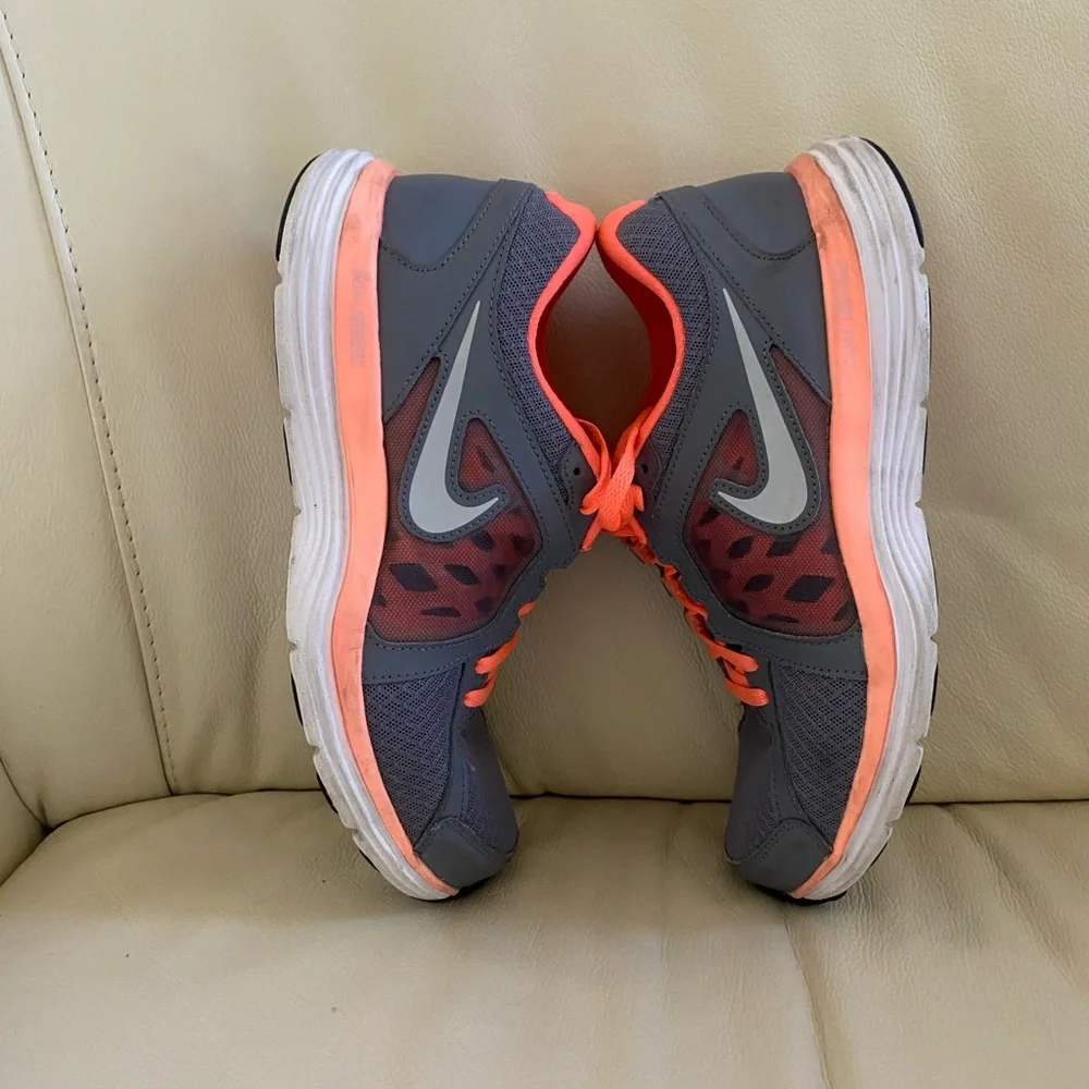 Nike Gray and Orange Dual Fusion Athletic Shoes